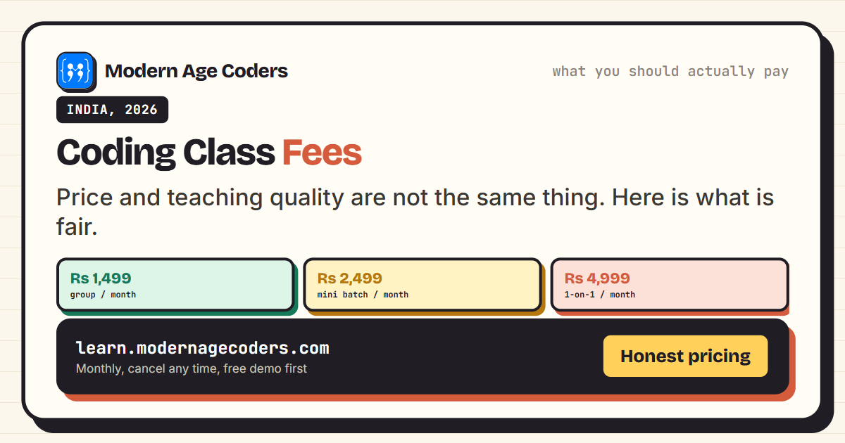 Coding class fees in India 2026: what you should actually pay, a price comparison across apps, group, mini batch and 1-on-1 classes