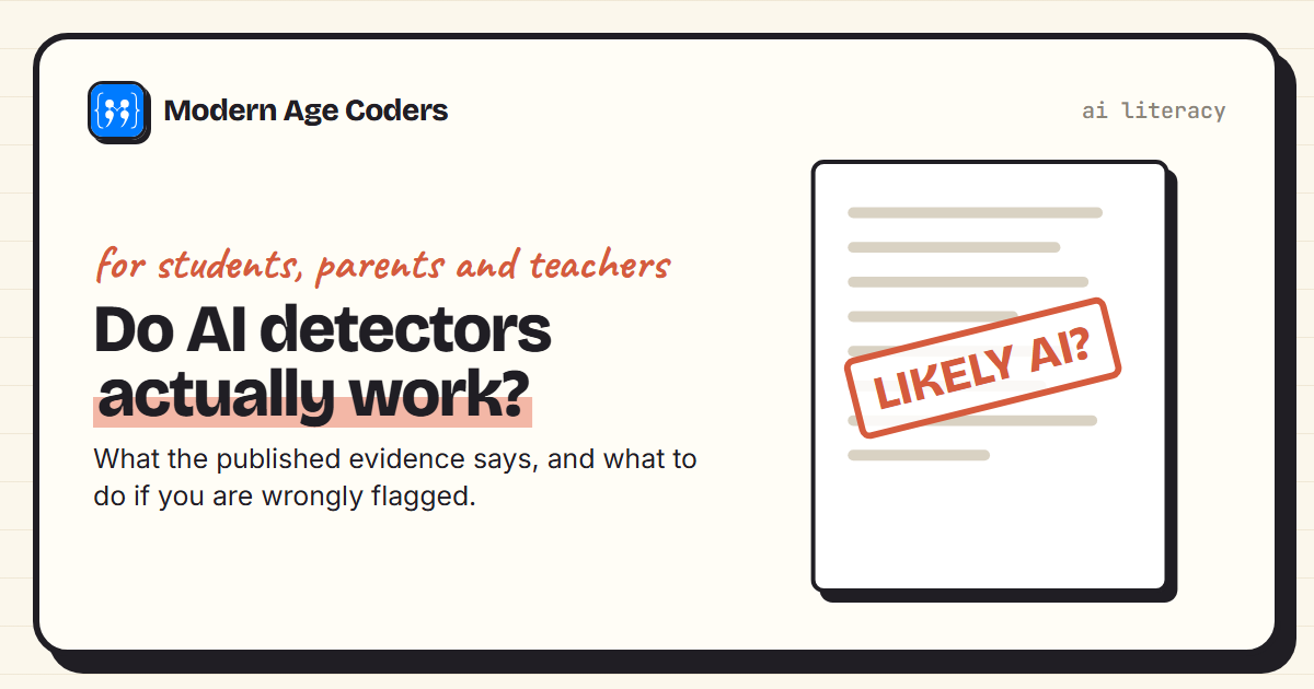 An essay stamped likely AI with a question mark, illustrating whether AI detectors actually work