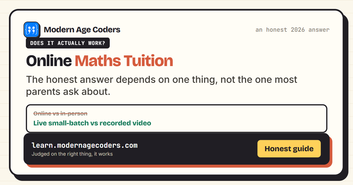 Does online maths tuition really work? An honest comparison of live small-batch, large class, and recorded video formats