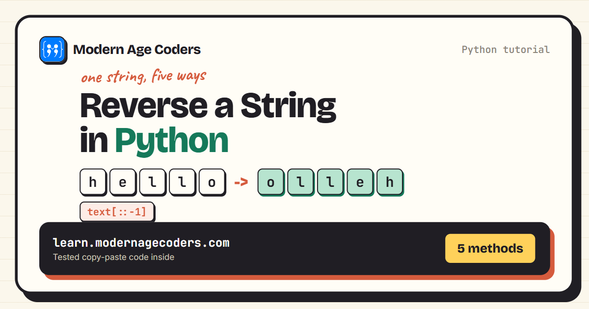 How to reverse a string in Python, five methods with tested code