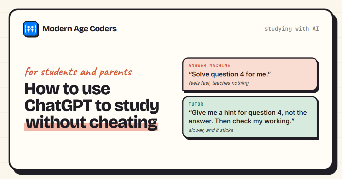 Using ChatGPT to study: asking for the answer compared with asking for a hint and a check of your own working
