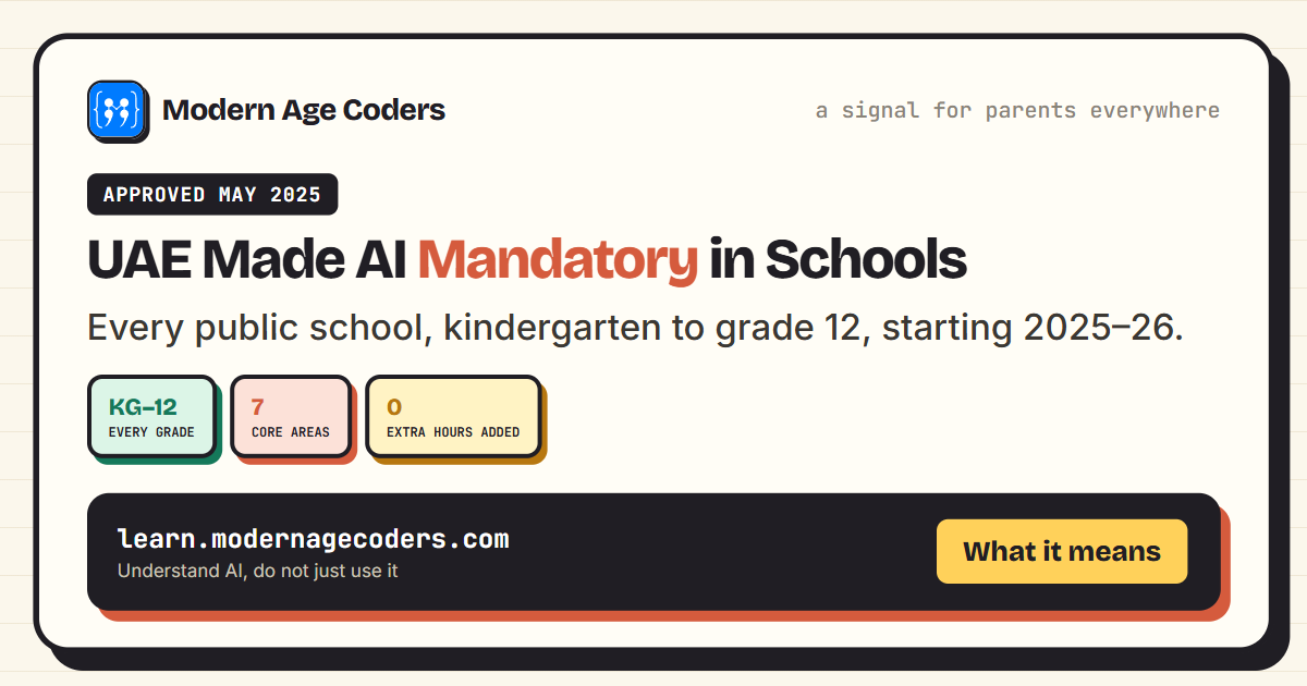 UAE made AI mandatory in schools from kindergarten to grade 12 starting 2025-26: what it teaches and what it means for parents