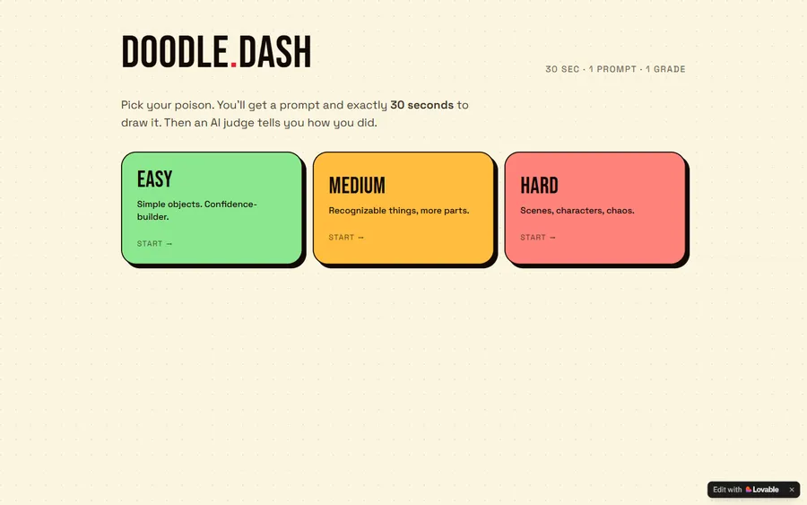 Doodle Dash — 30-Second Drawing Challenge